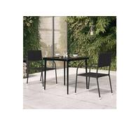 Vidaxl Table À Dîner De Jardin Noir 80x80x74 Cm Acier Et Verre Noir