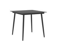 Table à dîner de jardin Noir 80x80x74 cm Acier et verre