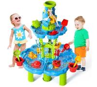 Table à eau bleue , Table jeux a eaux à 2 niveaux pour Enfants, Table d’eau d’activités pour la plage et la cour, 1-5 ans