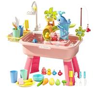 Table à Eau Enfant avec Pompe Électrique | Jouet de Plage Sensoriel et Pêche Musicale | Table d'Activités Aquatiques Intérieur Extérieur | Jeu de Piscine Éducatif pour Jardin Fille Garçon 1-8 Ans