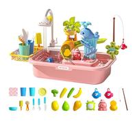 Table à Eau pour Enfants, évier de Jeu électrique Amovible avec Eau Courante, évier de Jeu éducatif avec Robinet Rotatif à 180° pour Enfants, Parc, crèche, Jardin, avec Courante, év