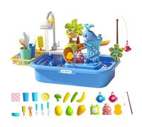 Table à eau pour enfants lavabo électrique amovible avec un puits de jeu éducatif en eau courante avec robinet rotatif à 180 ° pour les enfants, le parc, la pépinière, le jardin, le bleu, la table de