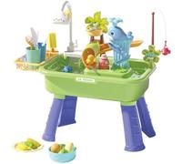 Table à eau pour tout-petits, évier de jeu électrique pour enfants avec pieds courants et amovibles, évier de jeu éducatif avec robinet rotatif à 180 ° pour enfants, parc, crèche, jardin, vert