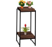 Table à Fleurs HWC-K71, étagère à Fleurs Table d'appoint étagère à Plantes, certifiée MVG MDF métal - Brun foncé, 82cm