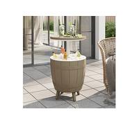 Vidaxl Table À Glacière 3 En 1 Marron Clair Polypropylène