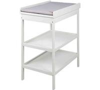 Table à langer 2 étagères en bois blanc + matelas à langer gris Roba G