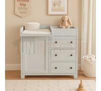 Table à langer 7 tiroirs en pin massif, commode à langer bébé - Nest : Finition - Blanc