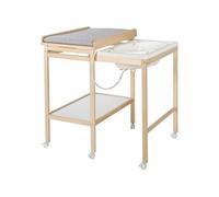 ROBA Table à Langer avec Baignoire Coulissante Baby Pool et Matelas à Langer Imperméable Gris - Bois Naturel / Blanc beige TU