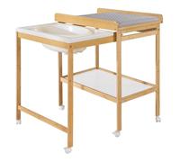 Table à langer avec baignoire coulissante + matelas à langer déperlant roba style bois naturel / gris argenté TU