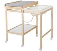 Table a langer avec baignoire coulissante - ROBA - Inclus matelas depérlant Roba style Gris - Tablette de rangement - Bois Natu Gris G