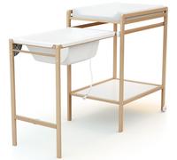 AT4 Table à langer à roulettes avec baignoire - Vernis