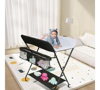 Table à langer Baby Bureau de soins pour bébé Pliable avec panier de rangement Ceinture de sécurité noir+blanc