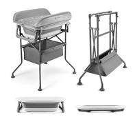 Table À Langer Et Baignoire Kinderkraft Bubbly 5 En 1 Avec Cadre Pliable, Panier De Rangement Et Tuyau De Vidange Gris TU