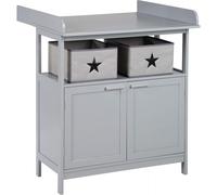 Roba Commode à langer Hamburg – 2 portes, 2 boîtes en toile, plan amovible – Taupe