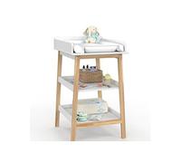 Table à langer MAHE avec 2 étagères façon hêtre et blanc