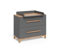 Table à langer Malia, 108x98cm avec plan à langer, Gris/Chêne Artisan, Vitalispa 58353
