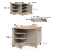 VitaliSpa Table à Langer Malia, Cachemire/Artisan, 85x85.2cm avec Porte, Plan à Langer Amovible pour Une Utilisation comme Commode d’Angle