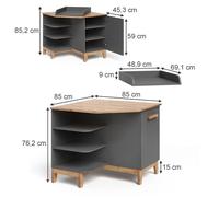 Table à langer Malia, 85x85.2cm avec porte, Gris/Chêne Artisan, Vitalispa 58362