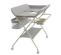 Table à Langer Mobile - Commode à Langer Pliable avec Panier de Rangement - Table à Langer pour Nouveau-nés et Tout-Petits -Rangement-5 hauteurs réglables H62-90cm-Gris
