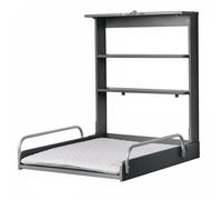 Roba Table à langer murale pliante bois laqué anthracite – Matelas hydrofuge gris – 2 étagères