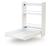 AT4 - Table à langer murale ESSENTIEL Blanc | Dimensions ouverte (L x l x H) : 56 x 77,5 x 78 cm | Dimensions pliée (L x l x H) : 56 x 18 x 78 cm | 2 étagères de rangement | Facile à utiliser