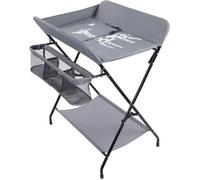 Table à langer pliable - Coussin de baignoire - Avec motif girafe, ceinture de sécurité et panier de rangement - 80 x 63 x 96 cm