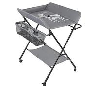 Table à Langer Pliable et Portable avec Sac de Rangement et Couche Inférieure, Tables à Couches Mobile pour Bébé avec Ceinture de Sécurité, Réglable en Hauteur (80 * 66 * 98cm/gris)