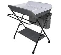 Table à Langer Pliable et Portable avec Sac de Rangement et Couche Inférieure, Tables à Couches Mobile pour Bébé avec Ceinture de Sécurité, Réglable en Hauteur (80 * 63 * 93-99cm)