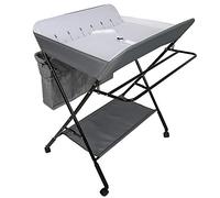 Table à Langer Pliable et Portable, Table a Langer Pliante Chambre Bébé Réglable en Hauteur,Table à langer et Baignoire 2 en 1 pour bébé, De la naissance à 12 mois(gris blanc)