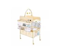 Table à Langer Pliable Plan à Langer 2 Tiroirs en Tissu Panier Latéral et Tringle de Suspension Meuble pour Bébé Réglable en