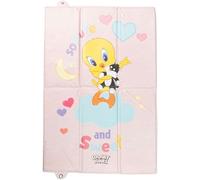 Table à langer pliable Warner Bros Looney Tunes pour enfants, parfaite pour voyager, peu encombrante, souple et équipée d'une fermeture à bouton, dimensions 61 cm x 39 cm
