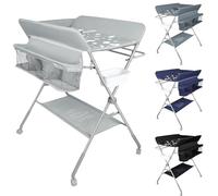 Table à Langer Pliante,Commode à langer pliable pour bébé,Table à langer avec étagères de rangement, Espace de rangement+fermoir de sécurité, motif de nuage (b,Gris clair)
