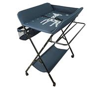 Table a Langer Pliante, Table à langer pliable avec ceinture de sécurité Matelas à langer,Réglable en trois positions 92/95/98cm, motif girafe mignon. (Bleu foncé)