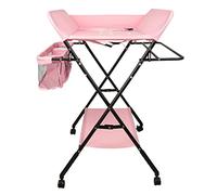 Table à langer pour bébé avec roues, station à langer pliante portable à hauteur réglable avec organiseur de pépinière et support de rangement80*66 * 98 cm (rose foncé)
