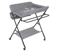 Table à langer pour bébé avec roues, station à langer pliante portable à hauteur réglable avec organiseur de pépinière et support de rangement pour nouveau-né et nourrisson jusqu'à 25kg (Gris)