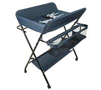 Table à langer pour bébé avec roues, station à langer pliante portable à hauteur réglable avec organiseur de pépinière et support de rangement80*66 * 98 cm (bleu foncé)
