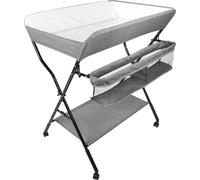 Table à langer pour bébé Pliable étanche Cadre à langer Réglable en hauteur avec panier de rangement PVC Gris
