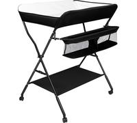 Table à langer pour bébé Pliable étanche Table à langer Étagère à langer réglable en hauteur avec panier de rangement PVC noir
