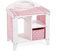 Table à langer pour poupées HOWA - modèle Stars - en bois blanc avec matelas, panier et cintres