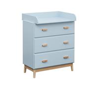 Rebecca Mobili Commode à Langer, Meuble à Langer, Bleu Clair Marron, MDF Pin, avec 3 Tiroirs, avec Table à Langer Amovible - Dimensions HxLxP: 100 x 80 x 42 cm - Art. RE7144