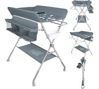 Table à langer Table à langer mobile Table à langer pliable avec panier de rangement Réglable en hauteur gris foncé