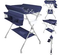Table à langer Table à langer mobile Table à langer pliable avec panier de rangement Réglable en hauteur Bleu marine