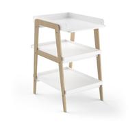 Table à langer TSUGA - Bois massif et MDF - L.58 x P.71,1 x H.101,2 cm - Pour matelas 50x70 cm - Blanc mat