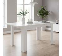 Homestyle4u Table à manger extensible 120 × 80 cm blanche - Table moderne en bois pour salle à manger et cuisine - Extensible jusqu'à 160 cm pour 6 personnes - 3166