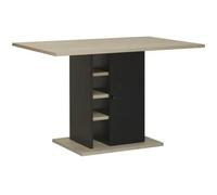 Table à manger rectangulaire avec rangement 1 porte - Décor chêne et noir - OXFORD - L 120 x P 80 x H 75 cm