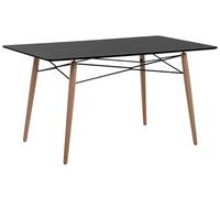 Table à Manger 140 x 80 cm Plateau Noir en MDF, Pieds en Bois Clair et Déco en Métal Noir de Style Scandinave pour Intérieur Moderne Beliani