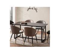 Table à manger 160x80 cm effet marbre noir et pieds métal - TRAZI