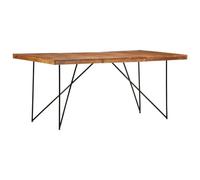 Table à manger 180 x 90 x 76 cm en bois d'acacia massif et pieds en acier robuste, table de salle à manger unique au design industriel, table de cuisine durable pour la maison, fabriquée à la main et