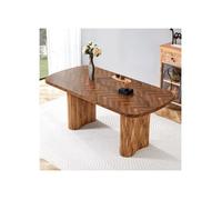 Table à Manger 180x90 cm - Noyer - Design Arqué Unique - Pieds Colonne - Épaisseur 4 cm - Charge 136 kg - Moderne