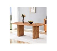 Table à Manger 180x90 cm - Ton Bois Naturel - Design Arqué Unique - Pieds Colonne - Épaisseur 4 cm - Charge 136 kg - Moderne
